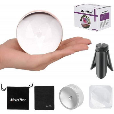 Photograph Crystal Ball with Stand and Pouch K9 Crystal Sunshine Catcher Ball with Microfiber Pouch Decorative and Photography Accessory 80mm 3.15" Set K9 Clear - B0DAOPDN6