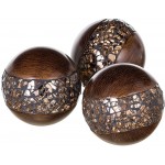 Schonwerk Walnut Decorative Orbs for Bowls and Vases Set of 3 Resin Sphere Balls for Living Dining Room Coffee Table Centerpiece Home Decor Great Gift Idea Crackled Mosaic - B8L8U7N6W