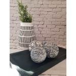 Set of 2 Charcoal Decorative Balls with Textured Whitewashed Accents Set of Two 3.25 Inch - BW4UM88E1