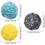 Since 15 Pieces 2inch Yellow Light Blue Gray Wicker Rattan Balls Decorative Sphere Orbs for Vase Bowl Filler Christmas Tree Ornaments Wedding Party Favors - BE2IKYWIB