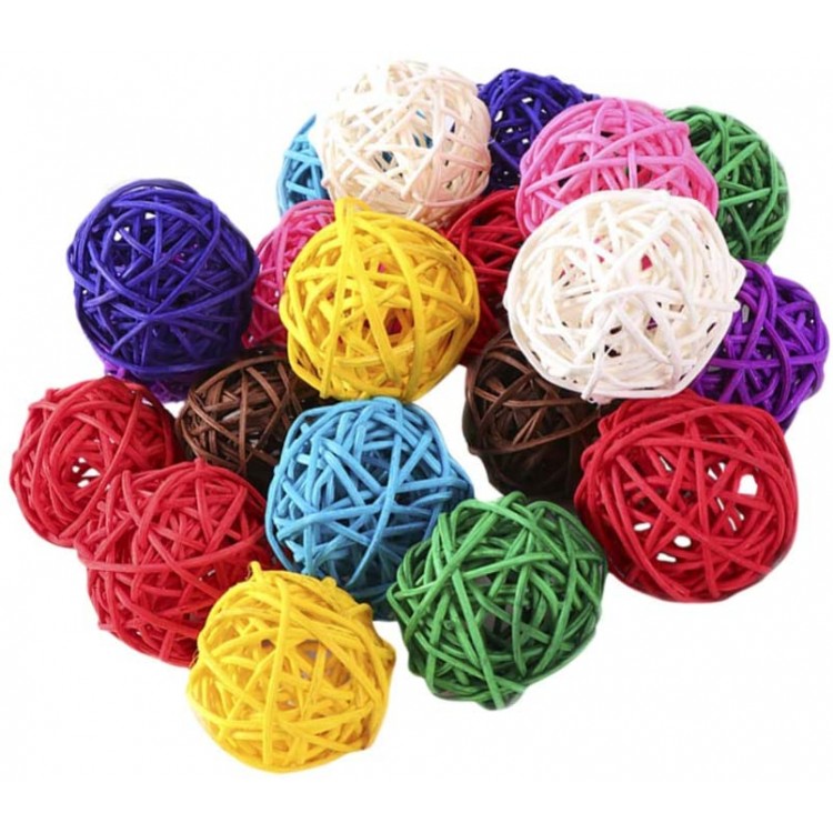 ULTNICE 100pcs Natural Rattan Wicker Balls Decorative Hanging Balls Vase Fillers Sphere Orbs Christmas Tree Decoration for Home Party Decor Crafts Pet Bird Toys Mixed Color - BXVVUMRHS