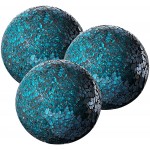 WHOLE HOUSEWARES | Decorative Balls | Set of 3 Glass Mosaic Orbs for Bowls | 4 Diameter | Table Centerpiece | Coffee Table and House Decor Turquoise and Mirror-Black - BPL9H7X96