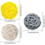 Worldoor 15-Pack Mixed Gray Yellow White Wicker Rattan Balls Decorative Balls for Bowls Vase Filler Coffee Table Decor Wedding Party Decoration - B9S8U0STQ