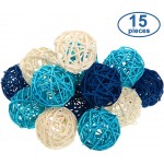 Yaomiao 15 Pieces Wicker Rattan Balls Decorative Orbs Vase Fillers for Craft Party Valentine's Day Wedding Table Decoration Baby Shower Aromatherapy Accessories 1.8 Inch Blue Light-Blue White - BATSPDNED