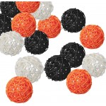 zorpia 15Pcs Wicker Rattan Balls Decorative Orbs Vase Fillers for Craft Party Halloween Decoration,Wedding Table Decoration Baby Shower Aromatherapy Accessories,2 Inch Orange White,Black - BVJXWWX0P
