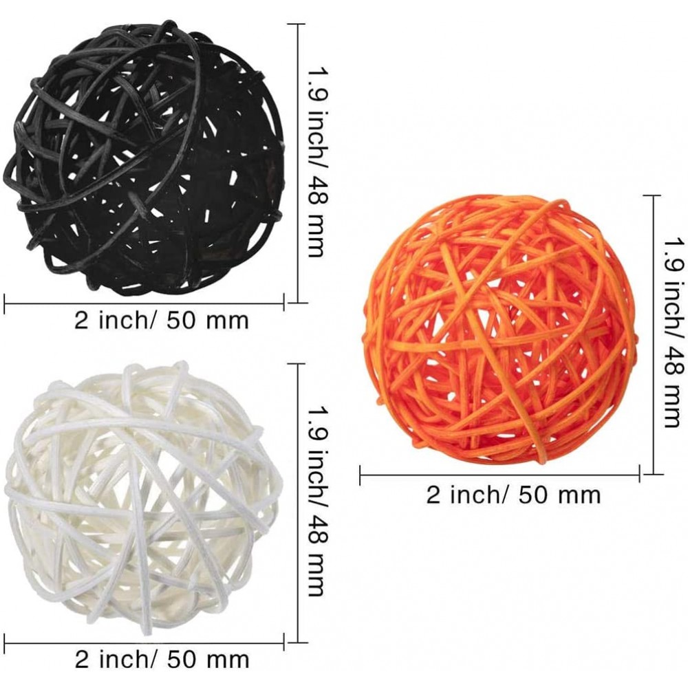 zorpia 15Pcs Wicker Rattan Balls Decorative Orbs Vase Fillers for Craft Party Halloween Decoration,Wedding Table Decoration Baby Shower Aromatherapy Accessories,2 Inch Orange White,Black - BVJXWWX0P