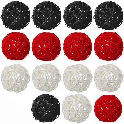 zorpia Mixed Black Red White 2" Wicker Rattan Balls Decorative Orbs Vase Fillers for Craft Party Wedding Table Decoration Baby Shower Aromatherapy Accessories 15 Pcs - BAZILZW8E