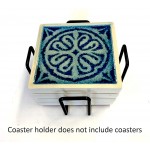 4.5 Inch Premium Black Iron Metal Coaster Holder for Both Round and Square Coasters New Modern Design. Stronger Thicker Construction Holds Up to 7 Coasters 1 - B0MM4AGWX