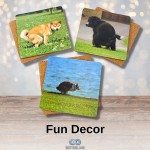 8 Pooping Dogs Funny Coasters for Drinks Absorbent Cork Base Home Decor Coaster Set for Tabletop Protection Dog Decor for Dog Lovers Hilarious Drink Coasters Set Gag - B8PCKD0MP