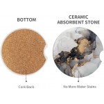 Britimes Absorbent Car Coasters 2 Pack for Cup Holders 2.56 Ceramic Stone & Non-Scratch Cork Base Drink Coasters Dark Marble - B3Q3YN274