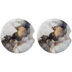 Britimes Absorbent Car Coasters 2 Pack for Cup Holders 2.56 Ceramic Stone & Non-Scratch Cork Base Drink Coasters Dark Marble - B3Q3YN274