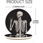 Britimes Absorbent Car Coasters 2 Pack for Cup Holders 2.56 Ceramic Stone Cork Base Drink Coasters Human Skeleton - B2L5SCDOZ