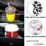 Car Coasters Pack of 2,Leopard Print Absorbent Ceramic Car Coasters,Drink Cup Holder Coasters,with A Finger Notch for Easy RemovalGrey - BHR5A2VZJ