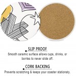 Coasters for Drinks Absorbent -6-Piece Set Absorbent Ceramic Coaster with Cork Base ｜Suitable for Kinds of Cups ｜Oversize Better Protects Furniture from Dirty and Scratched Fruit Style - BRSBW3K0F