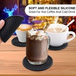 Coasters for Drinks Silicone Coasters Set of 4 Cup Mat Deep Grooved Non-Slip Base & Non-Stick Heat Resistant Coasters for Prevents Furniture and Tabletop Damages-Black - BE4PNKI4Z