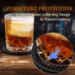 Coasters for Drinks Silicone Coasters Set of 4 Cup Mat Deep Grooved Non-Slip Base & Non-Stick Heat Resistant Coasters for Prevents Furniture and Tabletop Damages-Black - BE4PNKI4Z