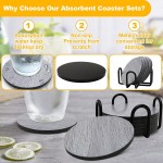 Coasters for Drinks with Holder,6PCS Non-staining Coasters for Coffee Table Decor,Heat Stain Resistant Durable Bamboo Charcoal 4-in Drink Coasters for Computer Writing Desk,Housewarming Birthday Gifts - BSW3RPFOU