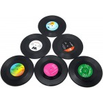 DuoMuo Coaster Vinyl Record Disk Coasters for Drinks Tabletop Protection Prevents Furniture Damage 6 PCS Vinyl - BPO5FSH0N