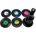 DuoMuo Coaster Vinyl Record Disk Coasters for Drinks Tabletop Protection Prevents Furniture Damage 6 PCS Vinyl - BPO5FSH0N