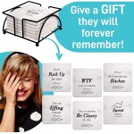 Funny Coasters for Drinks Absorbent with Holder 6 Pcs Novelty Gifts Set 6 Sayings Unique Present for Friends Men Women Housewarming Birthday Living Room Decor White Elephant Holiday Party - BNH66GUGM