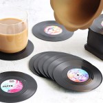 Funny Coasters for Drinks | Set of 12 Conversation Piece Sayings Vinyl Record Disk Music Drink Coaster | Housewarming Hostess Gifts House Warming Present Decor Decorations Wedding Registry Gift Ideas - BJTZC87BO
