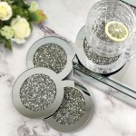 GIMORRTO Glass Mirrored Coaster Crushed Diamond Cup Mat Decor on Tabletop for Restaurant Kitchen bar Dining Table 1 4x4in - BRY7MB46K