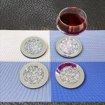 Glass Mirrored Coasters for Drinks Crushed Diamond Coasters Set of 4 Decorative Wine Coasters Mirror Coasters Heat Resistant Table Decor Coasters for Bar Kitchen Restaurant Silver Round 4 inches - BAYQSIIDW