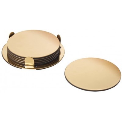 IKEA Glattis Coasters With Holder Brass Color 6 pack Size 3" 503.430.05 - BWIXJ691R