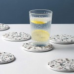 LIFVER Coasters for Drinks Absorbent Coasters with Holder Coasters Set of 6 Avoid Furniture Being Scratched Funny Housewarming Gift for Home Decor and Kitchen 4 inches Granite-Style - BJZFIHT1N