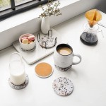 LIFVER Coasters for Drinks Absorbent Coasters with Holder Set of 6 Avoid Furniture Being Scratched and Soiled Housewarming Gift for Home Decor 4 inches -2 Terrazzo Pattern - BNGE8P9PF