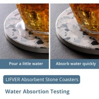 LIFVER Coasters for Drinks Absorbent Coasters with Holder Set of 6 Avoid Furniture Being Scratched and Soiled Housewarming Gift for Home Decor 4 inches -2 Terrazzo Pattern - BNGE8P9PF
