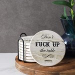 LIFVER Funny Coasters for Drinks with Holder Set of 8 Marble Style Absorbent Drink Coasters with Cork Base House Warming Gifts New Home Perfect for Home Decor Bar Coaster with 4 Sayings 4 inch - BX3MTLQSE