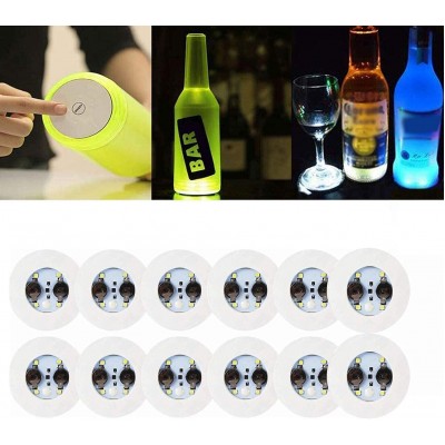 LOGUIDE LED Coaster,12 Pack Light Up Coasters,LED Bottle Lights Bottle Glorifier,LED Sticker Coaster Discs Light Up for Drinks,Flash Light Up Cup Coaster Flashing Shots Light Cool-White - BTYZ3I6A6