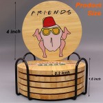 Puluole Coasters for Drinks,6 PCS Funny Coaster Set with Coaster Holder,3.9 Inch Friends Coaster,Coasters for Coffee Table,Coasters for Wooden Table,Friends TV Show Gifts - BEJCICIXW