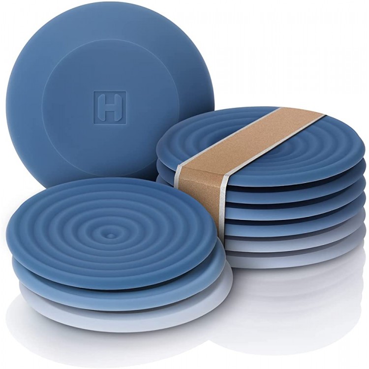 Set of 6 Degrē Coasters Indigo Wash by HOMKULA. 10mm Thick Coasters for Drinks & Coffee Wooden Table Ripple Stain-Resistant Non-Absorbent Housewarming Gift Dishwasher Safe Silicone - BO9NTI1FB