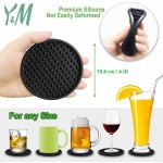Set of 6 Drink Coasters with Metal Holder Y&M Drink Coasters Absorbs Moisture and Prevents Table Damage Modern Black Silicone Coaster with Non-Slip Bottom for Drinking Glasses Gifts Black - BY5XXXKGZ