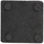 Slate Stone Drink Coasters Set of 5 Square Black Natural Edge Stone Drink Coasters for Bar and Home- 4 x 4 - BTVJFBDM0