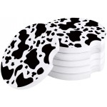 SODIKA Small Car Coasters 2 Pack 2.56 Absorbent Stone Coasters Ceramic Car Cup Coaster Drink Cup Holder Coasters Cow Print Animal Themed Black and White - BTDNI4TUR