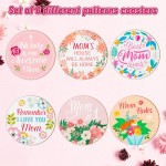 W1cwey 6pcs Mom Coaster Set Cute Absorbent Coasters with Fiber Cork Base Designs with 6 Different Mother Inspirational Quotes I Love You Mom Cup Mat Gifts for Mother’s Day Mom’s Birthday Thanksgiving - BA4LJ0U5Q