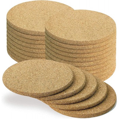 WIDROO 25 Pack Coasters for Drinks – Cork Coasters Round Edge Set 4 inch – Bar Coasters Absorbent Thick Plain Heat Resistant Reusable Saucers for Cold Drinks Wine Glasses Cups Mugs Plants Office Home - B99AS9ETP