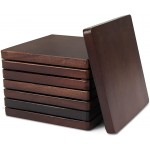 Wood Drink Coasters GOH DODD 4 Inch 8 Pieces Wooden Coasters Cup Coaster Set for Bar Kitchen Home Apartment Walnut Color Square - BJO0Z31B3