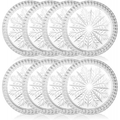 Yesland 8 Pack Crystal Coasters 3.75 Inch Snowflake Glass Coasters and Coaster Barware Clear Drink Coasters and Coasters Set for Home Office Kitchen Bar Dining Room Living Room Patio - BQUHY7DO6