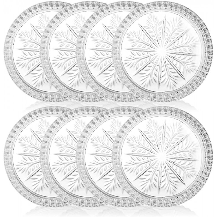Yesland 8 Pack Crystal Coasters 3.75 Inch Snowflake Glass Coasters and Coaster Barware Clear Drink Coasters and Coasters Set for Home Office Kitchen Bar Dining Room Living Room Patio - BQUHY7DO6