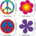 20 Pieces 60's Party Cutout 60's Groovy Party Cut-Outs Decoration Retro Flower Cutouts Peace Sign Cutouts with Glue Point Dots for 60 s Theme Party Decorations 7.9 x 7.9 Inch - BQ3OQ494W