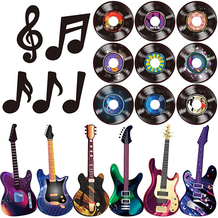 40 Pieces Music Party Decorations Musical Notes Silhouettes Record Cutouts Rock and Roll Record Cutouts Guitar Cutouts 50's Theme Party Baby Shower School Bulletin Board Craft Decor - BE5FFBZXF