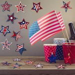 64 Pieces Patriotic Cutouts Patriotic Stars Accents Multicolor Patriotic Cutouts for Laptop Book Phone Car Luggage Bike Classroom Bulletin Board Decoration Red White Blue - BMTSB6FQ7