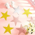 80 Pieces Glitter Star Cutouts Paper Star Confetti Cutouts for Bulletin Board Classroom Wall Party Decoration Supply 6 Inches Length Pink White Gold - BE4I20JBR