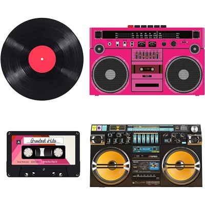 80's Party Cutouts Large Radio Cutouts Cassette Tape Cutouts Decorations for 80s Party Decorations Retro Theme Hip Hop Party 12pcs - BYY3M0NBQ