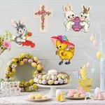 A1diee 12Pcs Vintage Easter Cutouts Decorations Retro Easter Victorian Ephemera Paper Cut Craft Bunny Lamb Chick Egg Duckling Cross Large Artwork Cardboard with Glue Point for Home Wall Window Decor - BML89N3IL