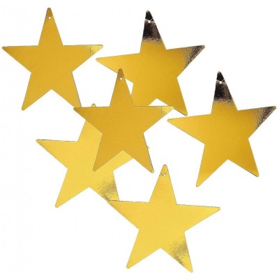 Fun Express Gold Star 12" Cutout 1 Dozen Gold Foil Cardboard Star Cutouts - B0H5UQS53